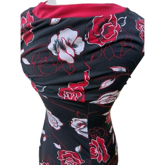 Vintage Y2K La Belle‎ Medium Rockabilly Stretch Faux Wrap Fitted Dress - Picture 4 of 7